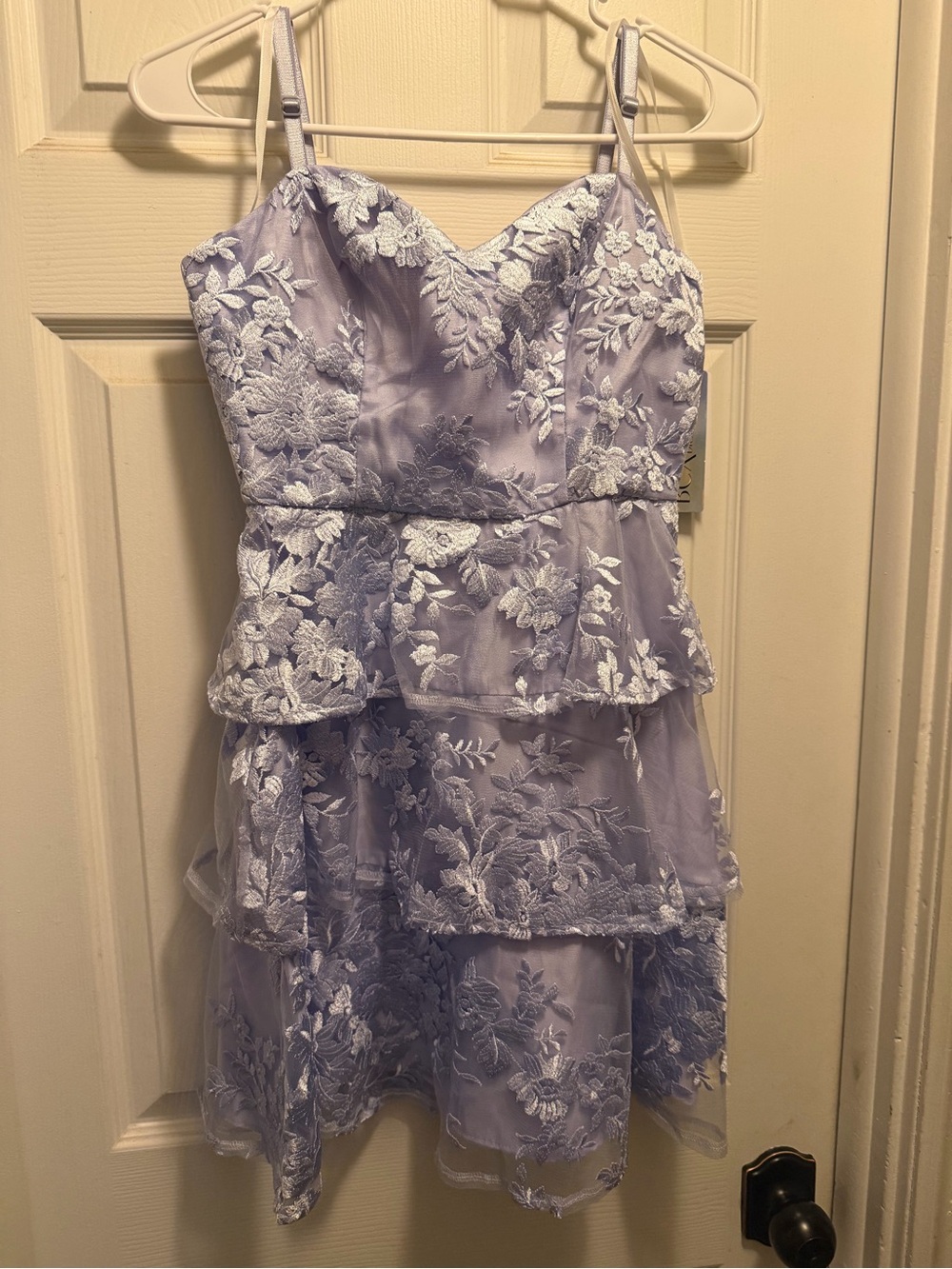 BCX Lavender Floral Embroidered Tiered Mini Dress - Picture 4 of 6